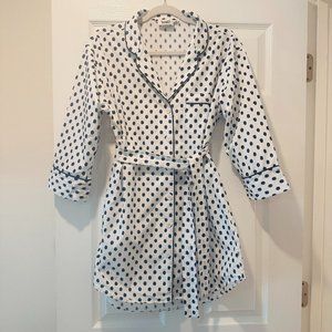 Sleepy Jones Marina Pajama Shirtdress -Size S-Polka Dot-White/Navy-Like …